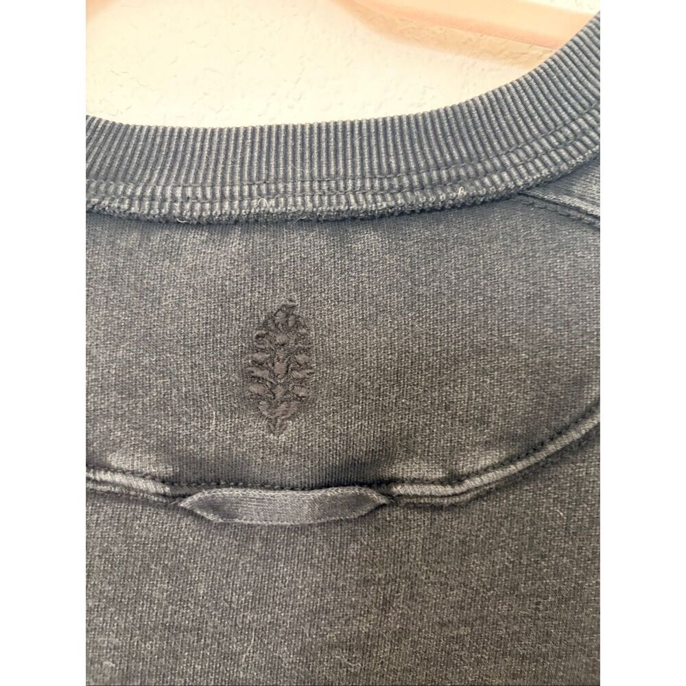 Free People Black Washed Cropped Sweatshirt Oversized Raw Hem Slouchy Pullover - Picture 6 of 6